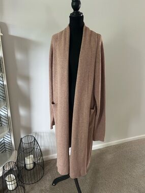 HALARA Long Open-Front Cardigan in Dusty Mauve